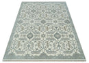 Large Hand Knotted Ivory and Silver 9x12 Oriental Oushak Traditional Wool Area Rug by The Rug Decor