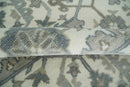 Large Hand Knotted Ivory and Silver 9x12 Oriental Oushak Traditional Wool Area Rug by The Rug Decor