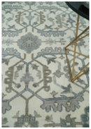 Large Hand Knotted Ivory and Silver 9x12 Oriental Oushak Traditional Wool Area Rug by The Rug Decor