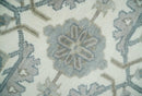 Large Hand Knotted Ivory and Silver 9x12 Oriental Oushak Traditional Wool Area Rug by The Rug Decor
