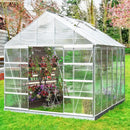 [10X12FT] Large Heavy-Duty Outdoor Walk-In Polycarbonate Aluminum Frame Greenhouse With Adjustable Vents & Sliding Doors (SAK93648)