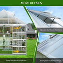 [10X12FT] Large Heavy-Duty Outdoor Walk-In Polycarbonate Aluminum Frame Greenhouse With Adjustable Vents & Sliding Doors (SAK93648)