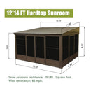 [12X14FT] Alora Haven Large Outdoor All-Season Wall-Mounted Sunroom With Galvanized Steel Roof & Moveable PVC Screen (SAK46475)