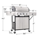 Large Outdoor BBQ Stainless Steel Propane Gas Grill With 4 Burners, 42K BTU (93564712)