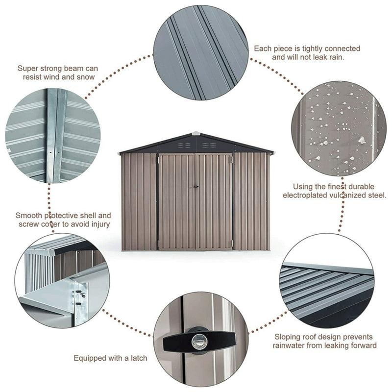 [06X08FT] Large Outdoor Metal Hanover Storage Cabin House Shed (SAK94577)