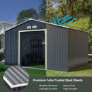 Large Outdoor Metal Storage Backyard Shed W/ Lockable Sliding Doors, 11' x 8' (93064172)