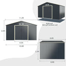 Large Outdoor Metal Storage Backyard Shed W/ Lockable Sliding Doors, 11' x 8' (93064172)
