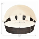 Large Outdoor Patio Rattan Daybed Sofa W/ Adjustable Table Top, Canopy & 3 Pillows, 76" (SAK91254)