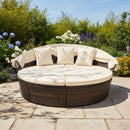 Alora Large 76-Inch Outdoor Patio Rattan Daybed Sofa W/ Adjustable Table Top, Canopy & 3 Pillows (SAK91254) by SAKSBY WHOLESALE