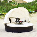 Alora Large 76-Inch Outdoor Patio Rattan Daybed Sofa W/ Adjustable Table Top, Canopy & 3 Pillows (SAK91254) by SAKSBY WHOLESALE