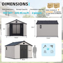 Large Outdoor Resin Storage Shed With Floor, Windows, Lockable Doors, Vents (SAK61784)