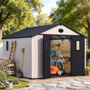 Large Outdoor Resin Storage Shed With Floor, Windows, Lockable Doors, Vents (SAK61784)