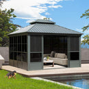 [12X14FT] Alora Veranda Large Heavy-Duty All-Season Steel Top Aluminum Double Roof Backyard Sunroom (SAK97284) by SAKSBY WHOLESALE