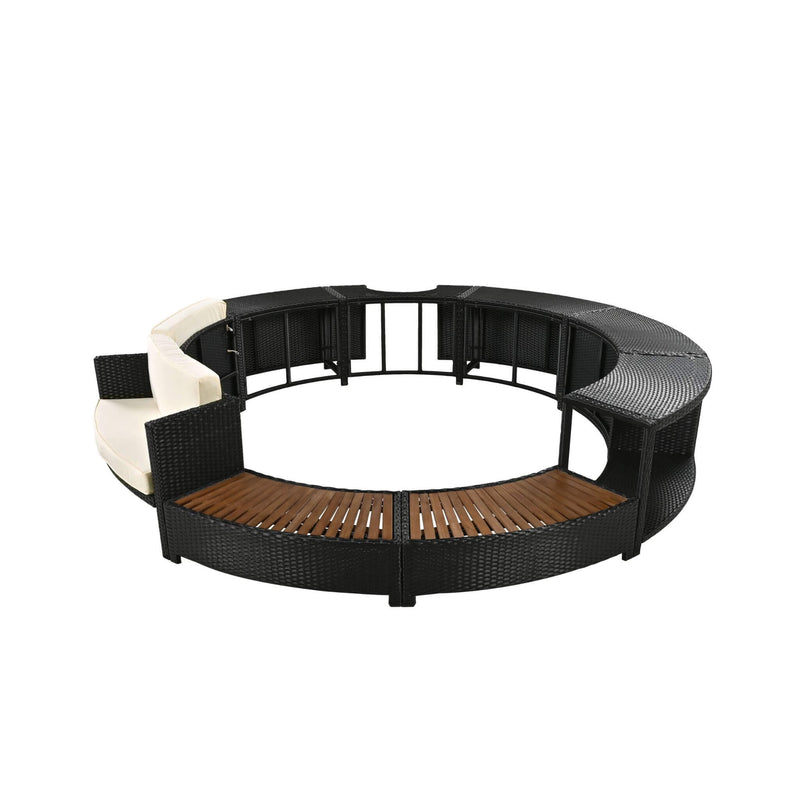 Alora Large Premium Surround Spa Patio Rattan Sofa Set With Storage Compartments And Cushions (SAK75629)