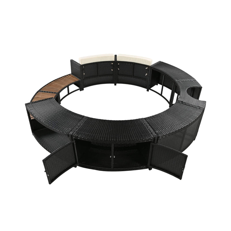 Alora Large Premium Surround Spa Patio Rattan Sofa Set With Storage Compartments And Cushions (SAK75629)