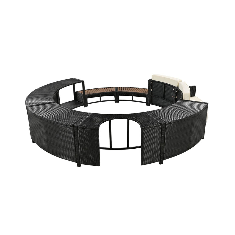 Alora Large Premium Surround Spa Patio Rattan Sofa Set With Storage Compartments And Cushions (SAK75629)