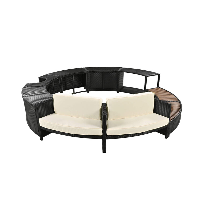 Alora Large Premium Surround Spa Patio Rattan Sofa Set With Storage Compartments And Cushions (SAK75629)