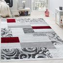 Large Rug Interior Floral Pattern Mottled Light Grey Red
