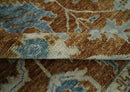 Large Rust and Blue 9x12 Hand Knotted Traditional Wool Turkish Design Area Rug