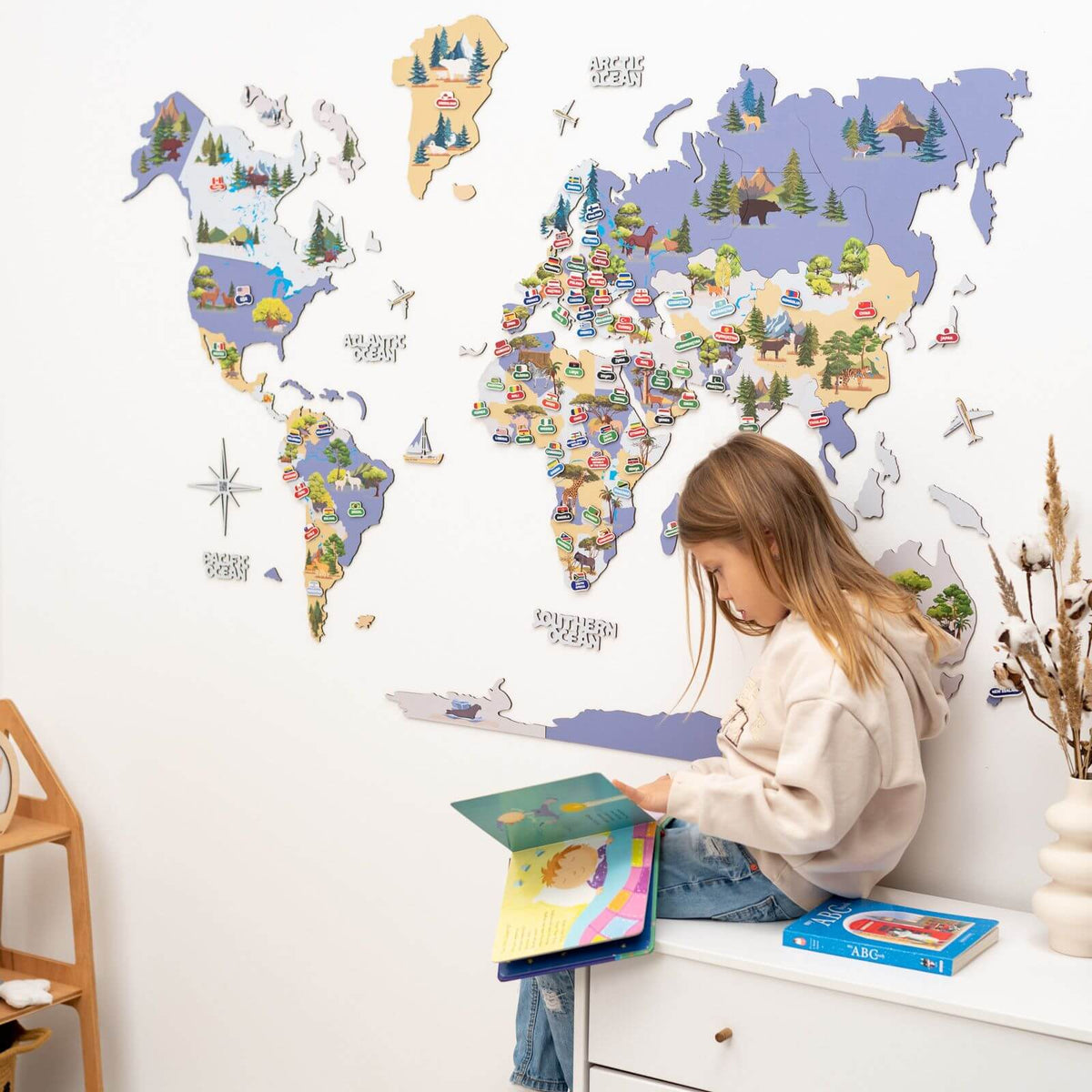 Animal World Map Indigo, photo 11 of 15
