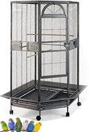 GobekUsa Large Wrought Iron Parrot Cage with Rolling Base