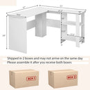 Large Modern L-shaped Computer Desk with 2 Cable Holes and 2 Storage Shelves-White by LJGDeals
