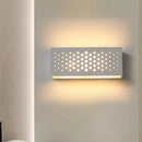 GobekUsa Laser Cut Minimalist Rectangle Box Wall Sconce: White Gypsum 1 Head Bedroom Light Fixture