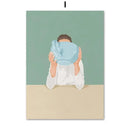 Minimalist white washing machine laundry room girl nordic wall art by Decorbites