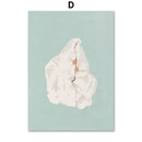 Minimalist white washing machine laundry room girl nordic wall art by Decorbites