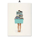 Minimalist white washing machine laundry room girl nordic wall art by Decorbites