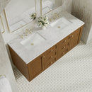 James Martin Laurent 60" Dual Mount Double Bathroom Vanity, Honey Oak