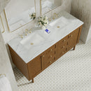 James Martin Laurent 60" Dual Mount Double Bathroom Vanity, Honey Oak