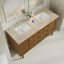 James Martin Laurent 60" Dual Mount Double Bathroom Vanity, Honey Oak