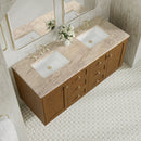 James Martin Laurent 60" Dual Mount Double Bathroom Vanity, Honey Oak