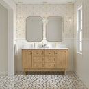 James Martin Laurent 60" Dual Mount Double Bathroom Vanity, Light Natural Oak