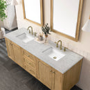 James Martin Laurent 72" Dual Mount Double Bathroom Vanity, Light Natural Oak
