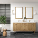 James Martin Laurent 72" Dual Mount Double Bathroom Vanity, Light Natural Oak