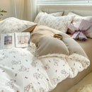 GobekUsa Cozy Pattern Printed 4Pcs Single Bedding Set - Soft Cotton Fabric
