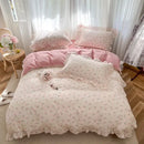 GobekUsa Gardenia Print Princess Bedding Set with Ruffles and Pillowcases