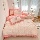 GobekUsa Gardenia Print Princess Bedding Set with Ruffles and Pillowcases