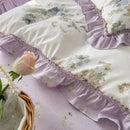 GobekUsa Gardenia Print Princess Bedding Set with Ruffles and Pillowcases