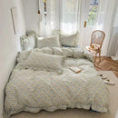 GobekUsa Gardenia Print Princess Bedding Set with Ruffles and Pillowcases