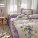 GobekUsa Gardenia Print Princess Bedding Set with Ruffles and Pillowcases