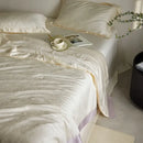 GobekUsa Light Luxury Jacquard Quilt Set with Sheets & Pillowcases - Ice Silk, Washable & Cooling