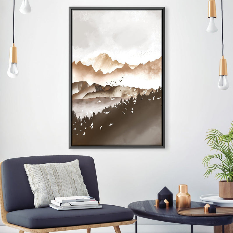 Layered Brown Mountains Canvas