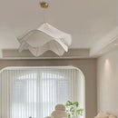 GobekUsa LED White Fabric Pendant Light for Living Room Bedroom Dining Table