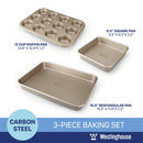 Baking Pan Set, Carbon Steel, 3-pc (Squre Pan, Muffin Pan + Rectangle Deep Tray)