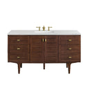 James Martin Amberly 60" Dual Mount Single Bathroom Vanity, Mid-Century Walnut