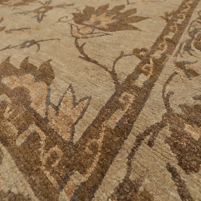 8x10 Moss, Tan Hand Knotted Wool Arts & Crafts Tibetan Area Rug