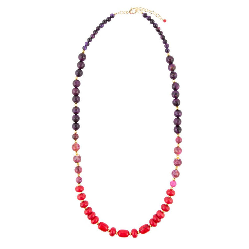 Le Rouge Red Magnesite Multi-Stone Long Necklace